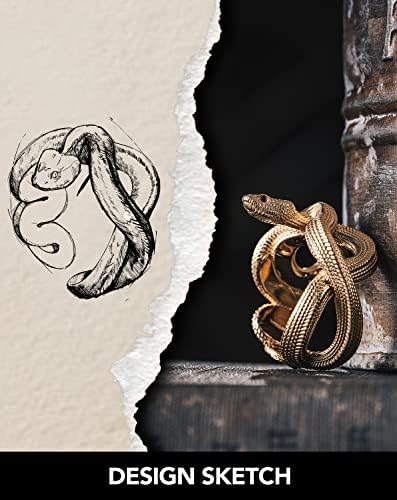 МЕДНИК.Пръстен WU Змия от 18-Каратово Злато Vermeil за Мъже и Жени | Отворен Пръстен Viper Естетически Пръстени Регулируеми с Подарък Кутия