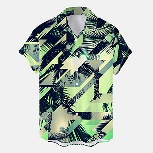 ZDDO/ Мъжки Хавайски Ризи с копчета, Лятна Ежедневни Риза с Принтом на Тропическо Дърво с Къс ръкав, Плажни Върховете Aloha Обичайното намаляване на