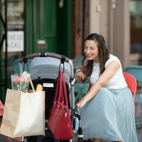 Куки за колички Baby Uma от черна кожа - наградената скоби за чанти за колички - Куки за чанти за майки и любими родители, Маркирани с