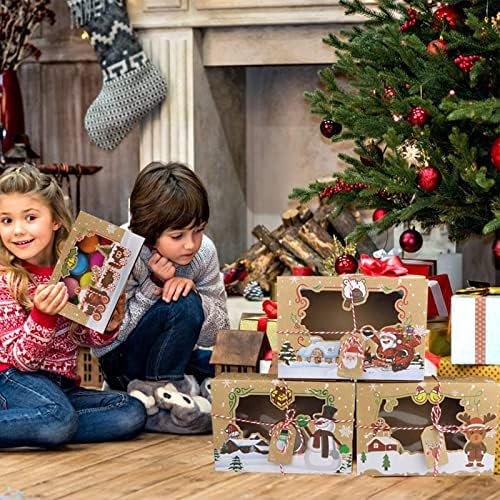 GAONINI 12 Опаковки, Коледни Кутии за бисквити, Кутия за подаръци, 8,6x6x2,7 цолови Подаръчни кутии за бонбони, Хранителни крафт,