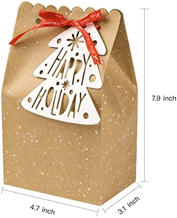 Крафт-пакети за коледни подаръци Loveinside с бирками - снежни човеци, Коледни чорапи, коледни Елхи и Снежинки Дизайнерски Пакети