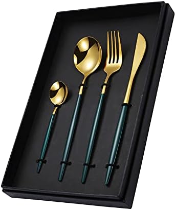Комплект прибори за хранене WSJQB, маса за Хранене, комплект от Неръждаема Стомана, 4 предмета, Включително Нож /Вилица / Малка вилица