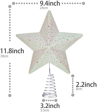 Topper за коледната елха с Коледна Звезда KPCB, Бели Топперы с подсветка и Изменяющими цвят led крушки