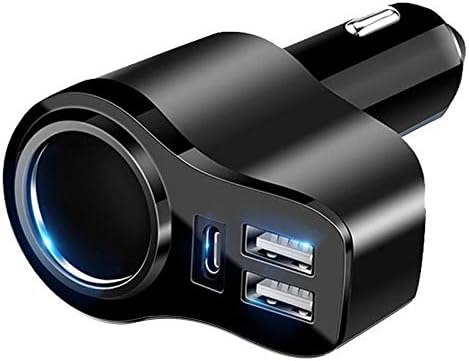 Зарядно за кола BoxWave, съвместим с безжични слушалки Logitech Zone (зарядно за кола от BoxWave) - зарядно за Кола XtraPower PD (18 W), зарядно за кола с два USB-порта и един порт Type-C - Jet Black