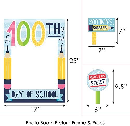 Голяма точка щастие С 100-ти ден в училище - Рамка за селфи и подпори за партито 100 дни - Отпечатани на солидна материал