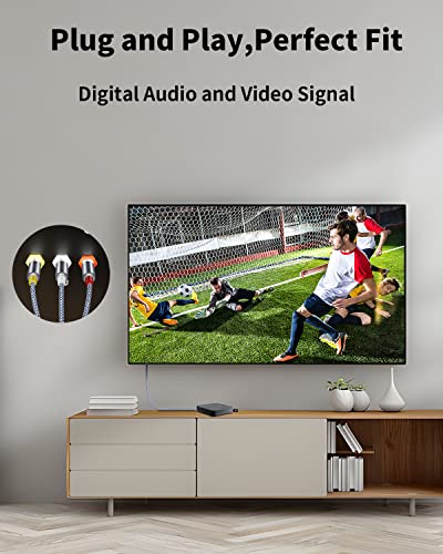 Аудио-Видео RCA кабел Goalfish, кабел от 3RCA до 3RCA -Composite AV кабел с позлатените покритие от 24 До стереокабель от 3 штекеров RCA до 3 штекеров RCA за слушалки, усилвател, DVD плейър