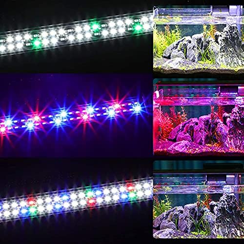 SEISSO Aquarium Light Led Лампа за Аквариумни растения с корпус от Алуминиева Сплав, Изтеглящи Скоби, Бяла, Синя, Червена, Зелена Лампа,