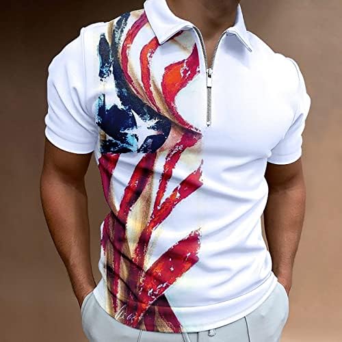 RUIRUILICO Мъжки Ризи Поло с Флага на САЩ, Патриотични Фланелки на 4 юли 2023, Летни Ежедневни Поло с 3D Принтом и Къси