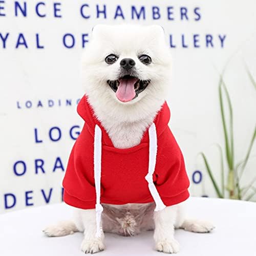 Пакет пуловери за кучета, Есенно-Зимна Руното Hoody с джобове за домашни любимци, Обикновена Потници, Блузи за Котки, Червен