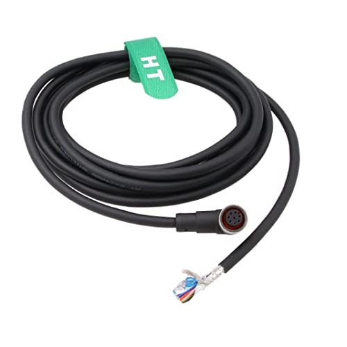 HangTon M12 Кодекс, 8-пинов Разъемный Правоъгълен Екраниран кабел към Оголенному тел 24awg за подаване на сигнал от Датчик с Автоматизация