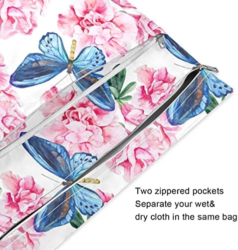 ZZXXB Пеперуда Пролет Цветна Водоустойчива Мокра Торба за многократна употреба Текстилен Пелена Влажна, Суха Чанта с Джоб с Цип за Пътуване,