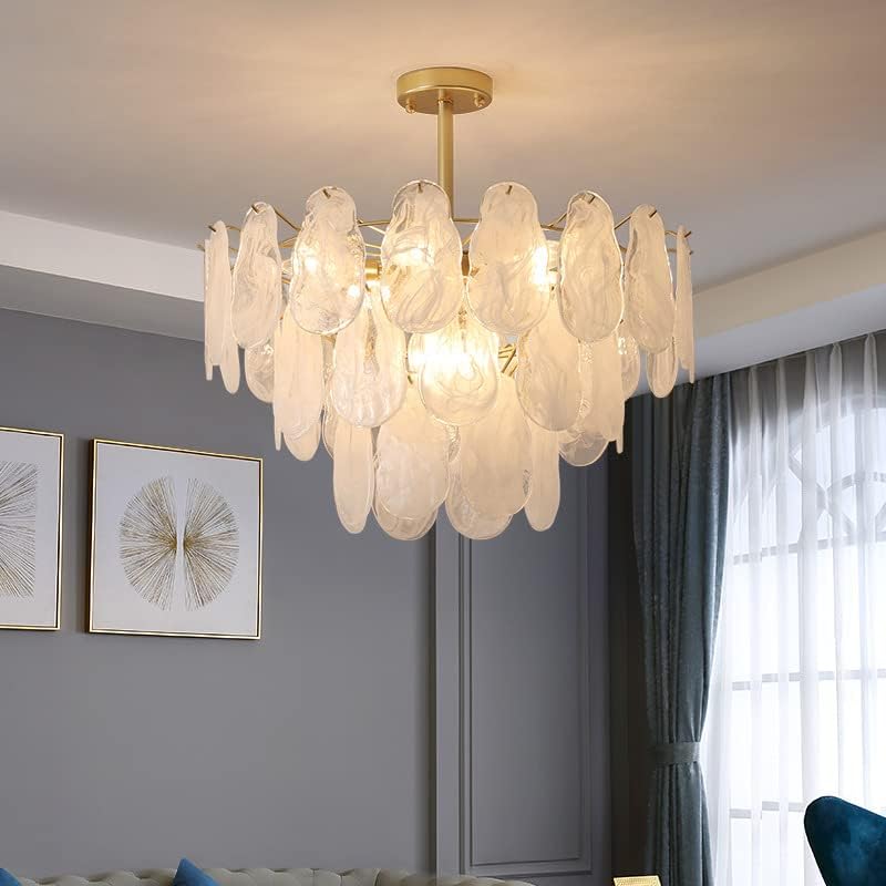 Модерни златни Полилеи KELUOLY, Окачен Тавана лампа Creative Cloud Glass, 3-Слойная Кръгъл Кристален Полилей D23.6, 9 Лампи, Подходящ