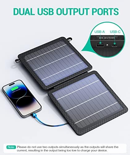 Джобно Слънчево зарядно BLAVOR с мощност 10 Вата (5v/2 Макс), Водоустойчив Сгъваем Соларен панел IP65 с двоен изход Smart USB, съвместима