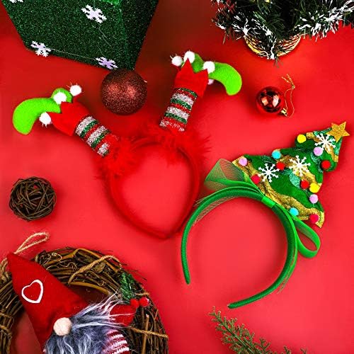 Aneco 6 Опаковки Креативна Коледна Превръзка На Главата Елфи Превръзка На Крака Коледно Дърво Шапки Костюм на Елен Шапки Коледен