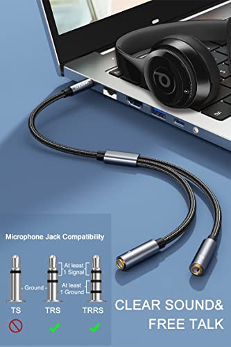 VAESZM Сплитер за слушалки, 4-Щифта Y-Образен Аудио-Стереокабель 3,5 мм конектор за свързване на слушалки към 2 жакове, Адаптер