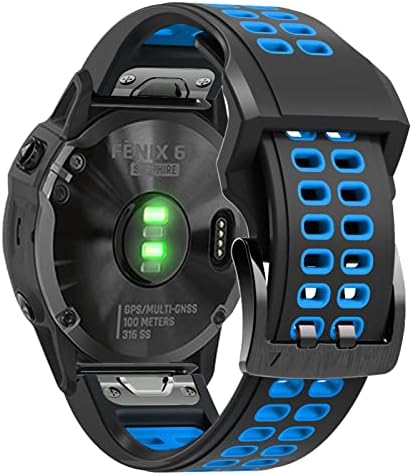 Каишка за часовник GZIFC 22 мм 26 мм Quickfit за Garmin Fenix 7 Fenix 6 7X5 5 Plus Forerunner 935 945 Быстроразъемный силиконови гривни за часовници (Цвят: черен небето-синьо-зелено, Размер: за Fenix 7X