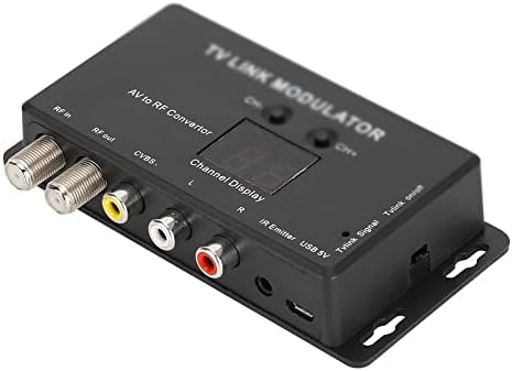 EYHLKM UHF TV Link Модулатор на AV-Радиочестотни Конвертор IR удължител с 21-канальным дисплей PAL/NTSC по Избор Пластмаса Черен (цвят: