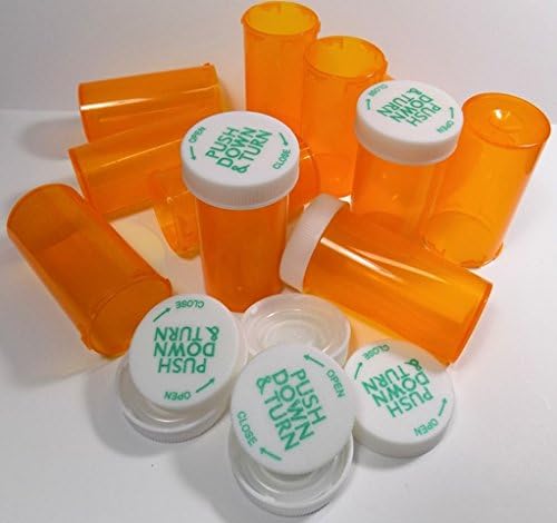 Пластмасови Рецепта флакони с капаци, с Обем 8 драхмата-Амбър-Фармацевтичен клас В количества от 50-1000 (1000)