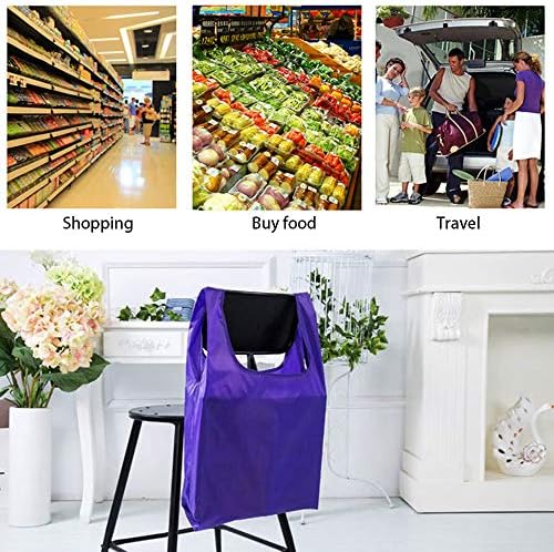 Многократна употреба за Хранителни стоки Чанти-Чанти за пазаруване,Сгъваема Чанта за пазаруване Ripstop Grocery Мъкна (лилаво