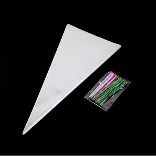 TIMIGGBY 100 Бр. Конусообразный пакет, Прозрачни Пакети за лакомствата във формата на Конус, Найлонови Триъгълни пакети със