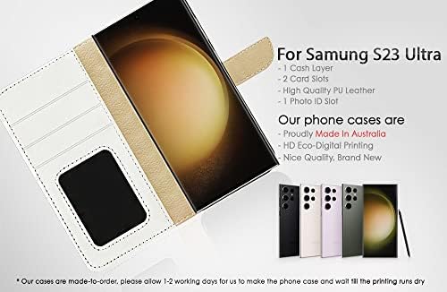 за Samsung S23 Ultra, за Samsung Galaxy S23 Ultra, Дизайнерски Калъф-портфейл с панти капак за телефон, Забавен Жираф A4131