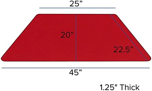Мобилен маса Flash Furniture 22,5 W x 45L трапецовидна форма от червено ламинат HP за практикуване - стандартни регулируеми крака