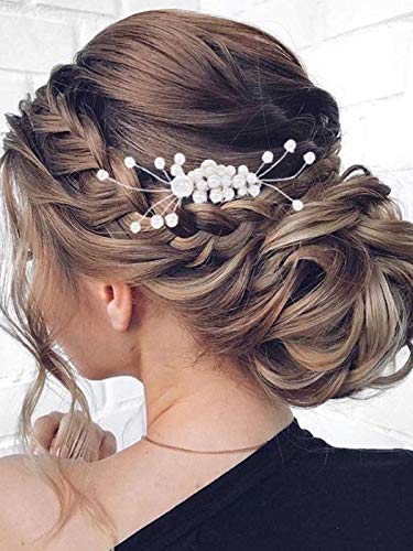 Гребени за коса Barode за младоженци, сребърен балон странична четка за коса, аксесоари за косата на булката за жени и момичета, (сребро)