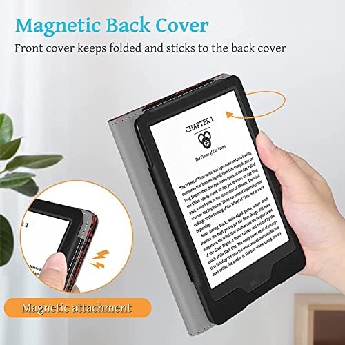 Калъф-поставка за Kindle Paperwhite 2021 - с функция за автоматично включване / изключване на захранването, калъф от изкуствена кожа с каишка
