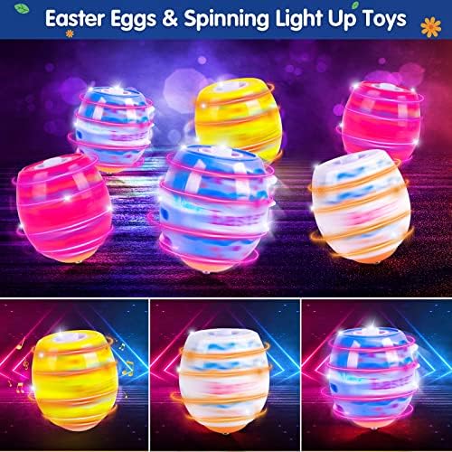 VATOS Върховете и светещи играчки - 6 Опаковки, Красиви Играчки за великденски яйца, Светещи Върховете и Пеенето Музикални Украса