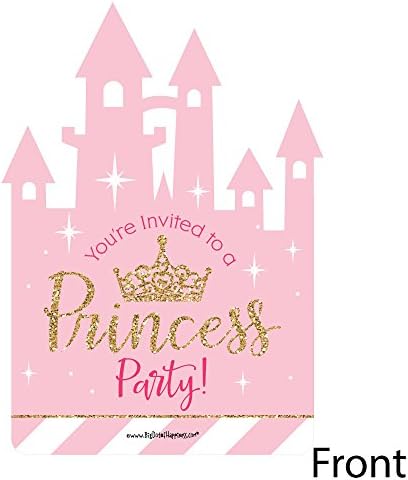 Заполняемые Покани под формата на корони за малки принцеси - Розово-златни Покани Картички за детската душа на принцеса или парти по случай