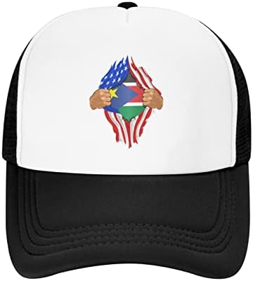 Детска бейзболна шапка със знамената на САЩ и Южен Судан, BOLUFE, има добра дишаща функция, естествен комфорт и пропускливост
