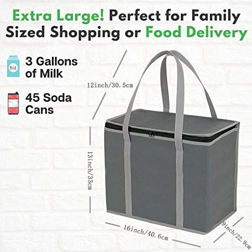 Пакети за обяд JSENGE, Изолирани, за Многократна употреба Пакети за продукти с цип, Голяма чанта-хладилник За Пикник, Чанти за пазаруване,