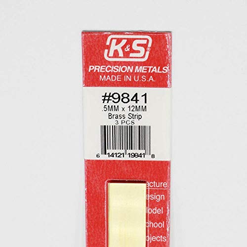 Латунная лента K&S Precision Metals 9841 с Дебелина 5 мм, ширина 12 мм и дължина 300 мм, 3 Медни ленти, Произведено в САЩ