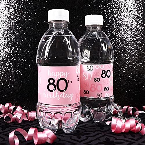 Розови, черни и бели Етикети за бутилки с вода за парти по случай рожден Ден - 24 Водоустойчиви Опаковки - Луксозни Аксесоари За
