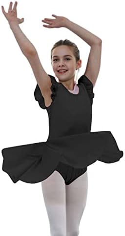 iLover Kids/ Класическа Рокля-чорапогащник с къдри по ръкавите-Връзки за момичета за Танци, Гимнастика и Балет