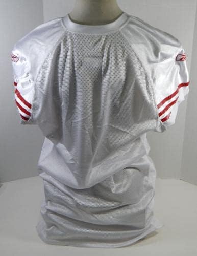 2009 San Francisco 49ers Е игра, Изстреляни От Бели Тениски Reebok 46 DP24108 - Използваните тениски За игри NFL Без подпис