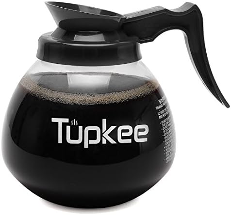 Подмяна на търговски кана за кафе Tupkee - Гарафа от небьющегося ресторантско стъкло, гарафа на 64 грама, 12 чаши, черна дръжка / обикновен, съвместим с кофейниками къртис