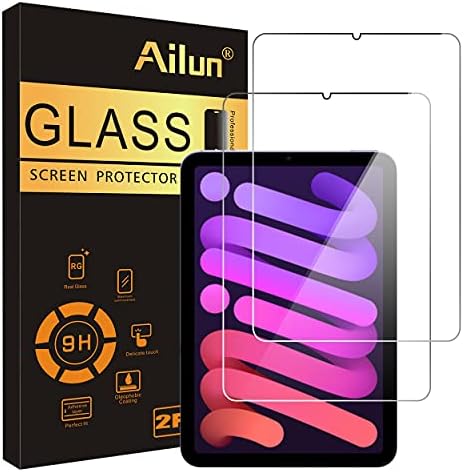 Защитно фолио Ailun за iPad Mini 6 [8,3 инча] [Випуск 2021 година] 2 опаковки от закалено стъкло 2.5 D Edge Сверхчистая Прозрачност,