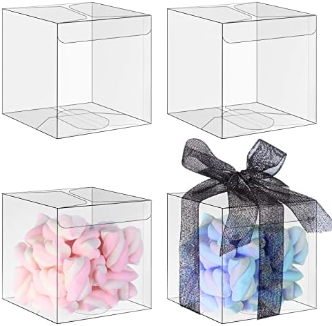 PINKXHY 72 БР Прозрачни Кутии за съхранение от PET пластмаса, Прозрачна Кутия за подаръци, Празни Контейнери, Правоъгълен Куб, Кутии за Бонбони, Шоколад, Бисквити, Предлож