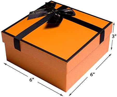 HuskyLove Luxury Gift Box - Оранжеви Подаръчни кутии с Капак и Пълнеж от Късчета хартия за Сватба, рожден Ден, Юбилей, Коледа