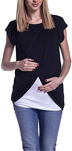 Andongnywell/ Дамски Блузи за бременни и Кърмещи, Ризи за кърмачки С Къс ръкав, Подходяща По Цвят Тениска За бременни и Кърмещи