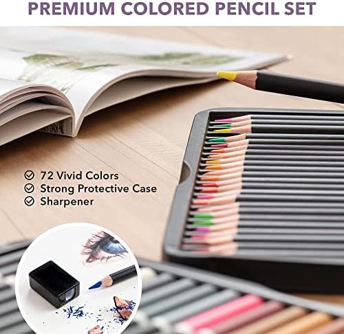 Професионални цветни моливи CREATIVEARTIZAN | Комплект цветни моливи от 72 броя | Цветни моливи на маслена основа | Принадлежности за рисуване