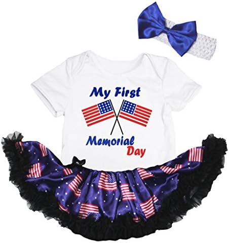 Бебешка рокля Petitebella USA Flags My First Memorial Day Nb-18m