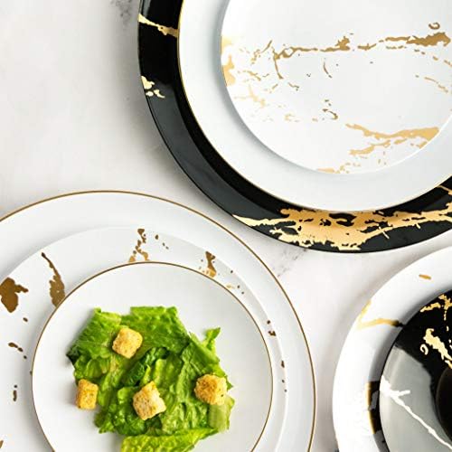 Пластмасови Бели Трапезни чинии - 10,25 инча | Със Златен ръб | Опаковки от 10