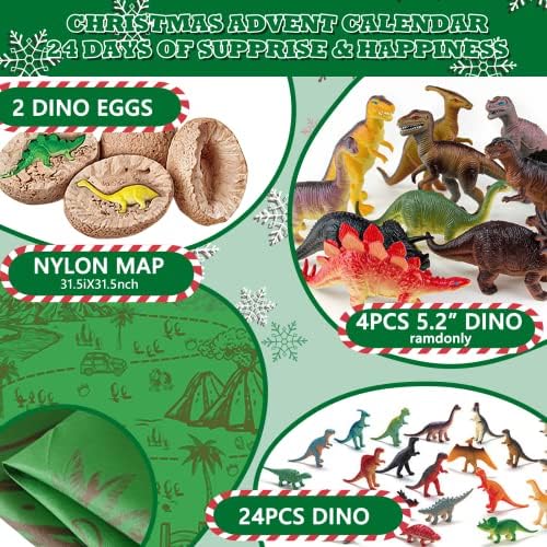 Коледен Адвент-календар 2022 за деца, Момчета и Момичета, 30 бр., Фигурки на Динозаври, Играчка и 2 Яйца на Динозаври, Копающихся