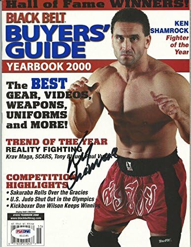 Кен Шамрок подписва договор със списание PSA UFC 2000 Black Belt Buyers Guide Magazine /DNA COA WWE - Списания UFC с автограф