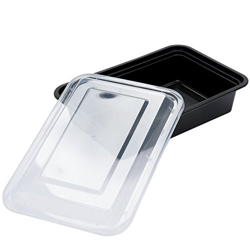 SafePro 38 грама. Черен Правоъгълен контейнер за микровълнова печка с прозрачен капак (в пакет 100 броя)