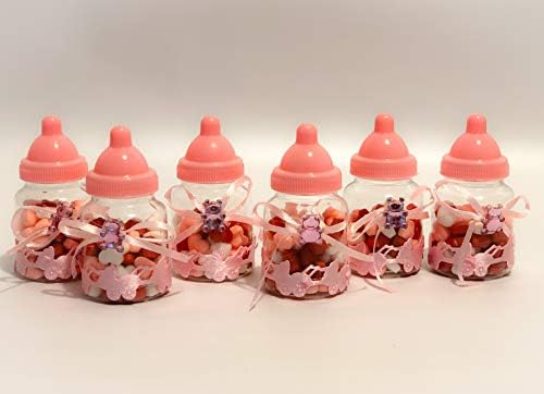 120шт Мини-Бебешки бутилки от пластмаса, Розови Бебешки бутилки, Спомени за детската душа, Спомени за момичета, Интериор