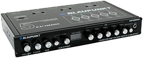 5-Лентов графичен Еквалайзер Blaupunkt EP1800 за автомобилни аудио с Предно помощен вход 3,5 мм, на Задната помощен вход RCA и входове за