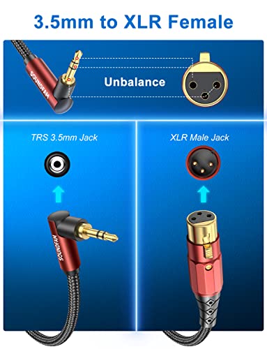 Микрофон кабел SOUNDFAM 3,5 мм XLR Премиум-клас 10 метра под прав ъгъл 90 градуса 3,5 мм (TRS, 1/8 инча, Aux) Жак за XLR конектори